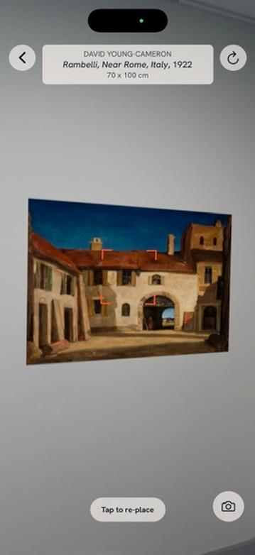 ArtPass AR preview showing a painting on a wall